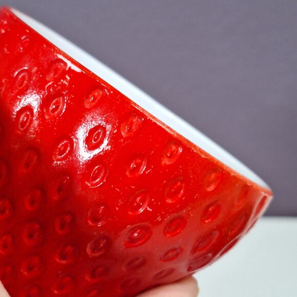 Vintage handprints glass strawberry mini canister jar with lid set of 2 - Picture 6 of 7